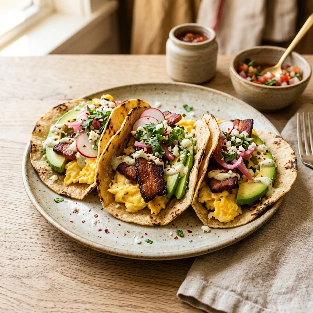 Avocado Bacon Breakfast Tacos