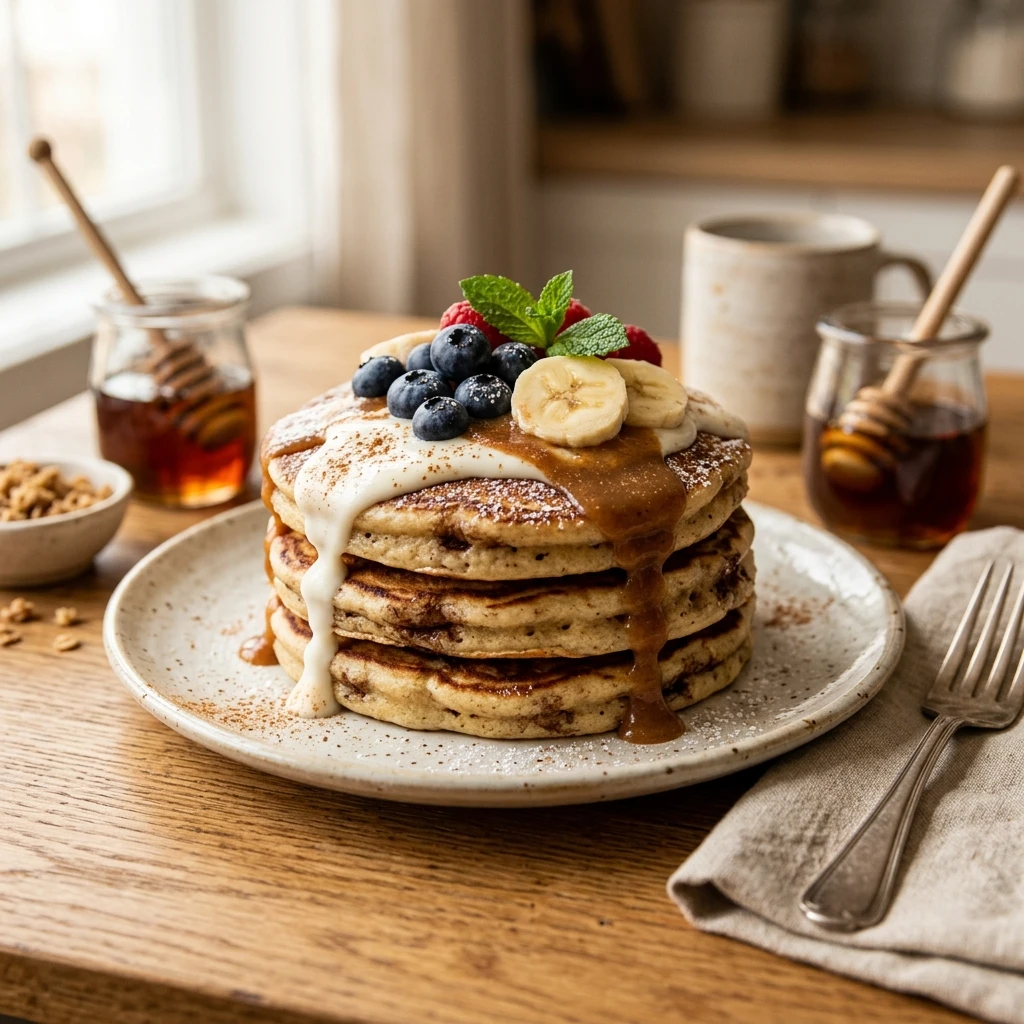 Cinnamon Swirl Protein Pancakes