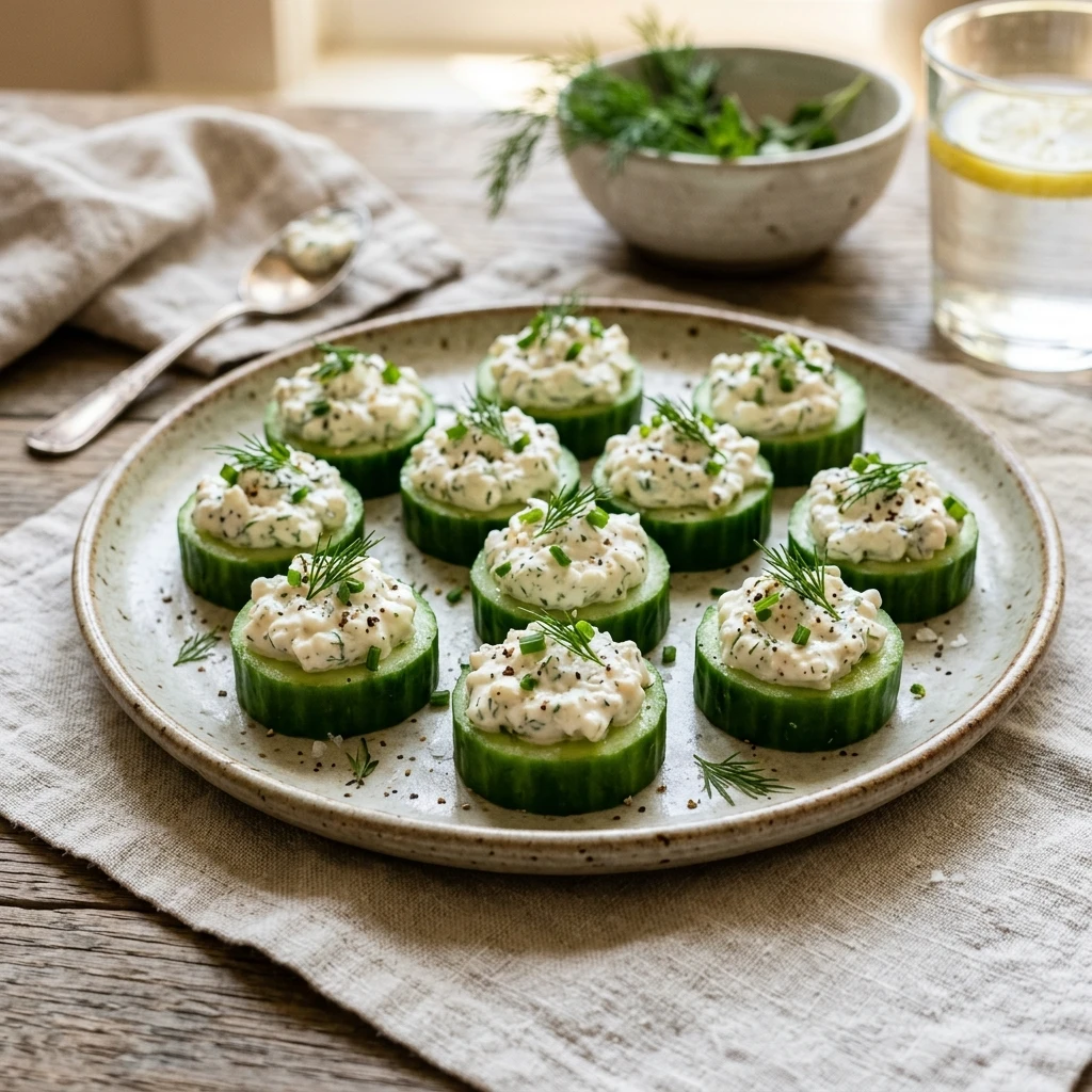 Cottage Cheese Ranch Cucumber Bites