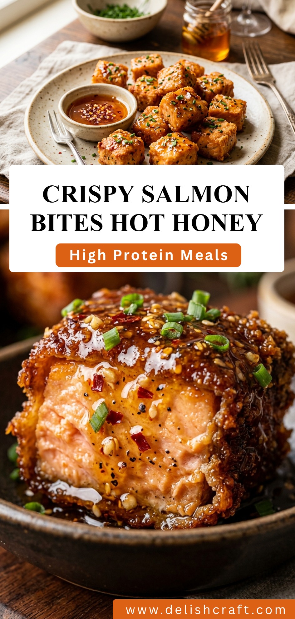 Crispy Salmon Bites Hot Honey