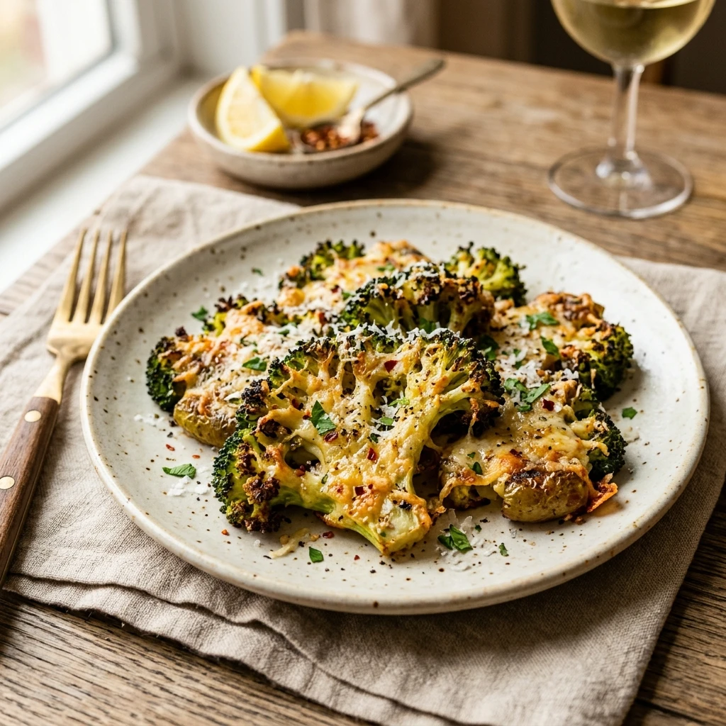 Crispy Smashed Broccoli Parmesan