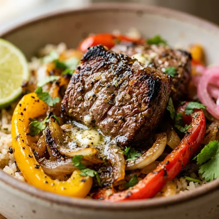 Garlic Butter Steak Fajita Bowl