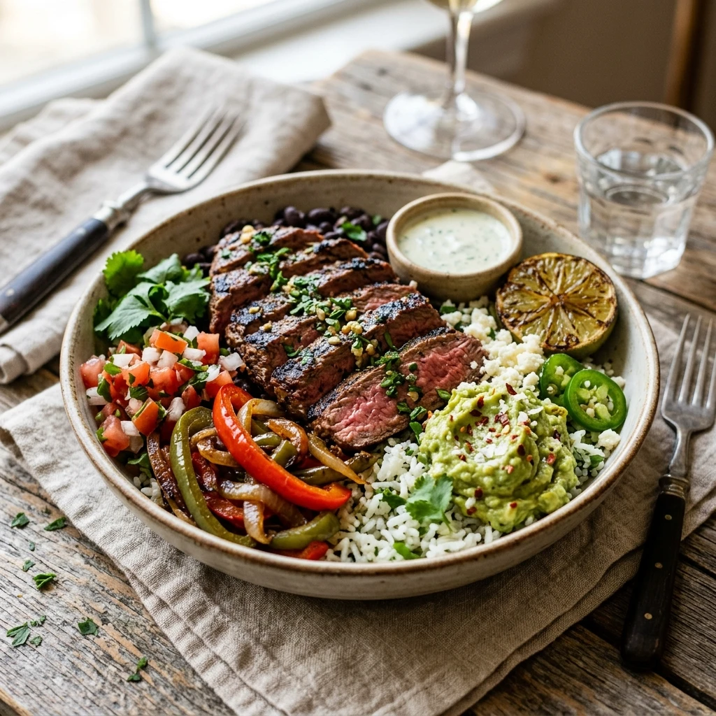 Garlic Butter Steak Fajita Bowl