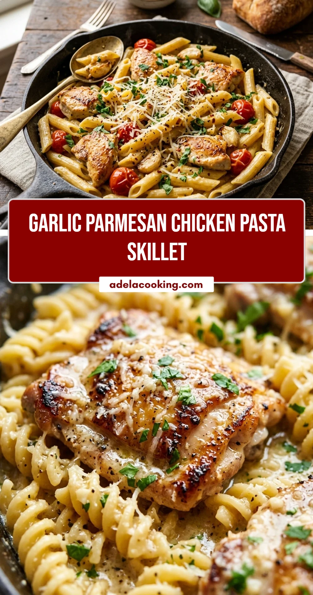 Garlic Parmesan Chicken Pasta Skillet