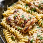 Garlic Parmesan Chicken Pasta Skillet