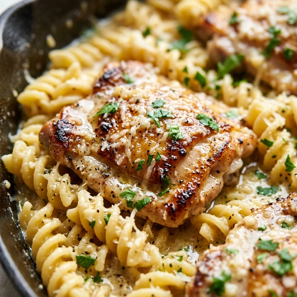 Garlic Parmesan Chicken Pasta Skillet