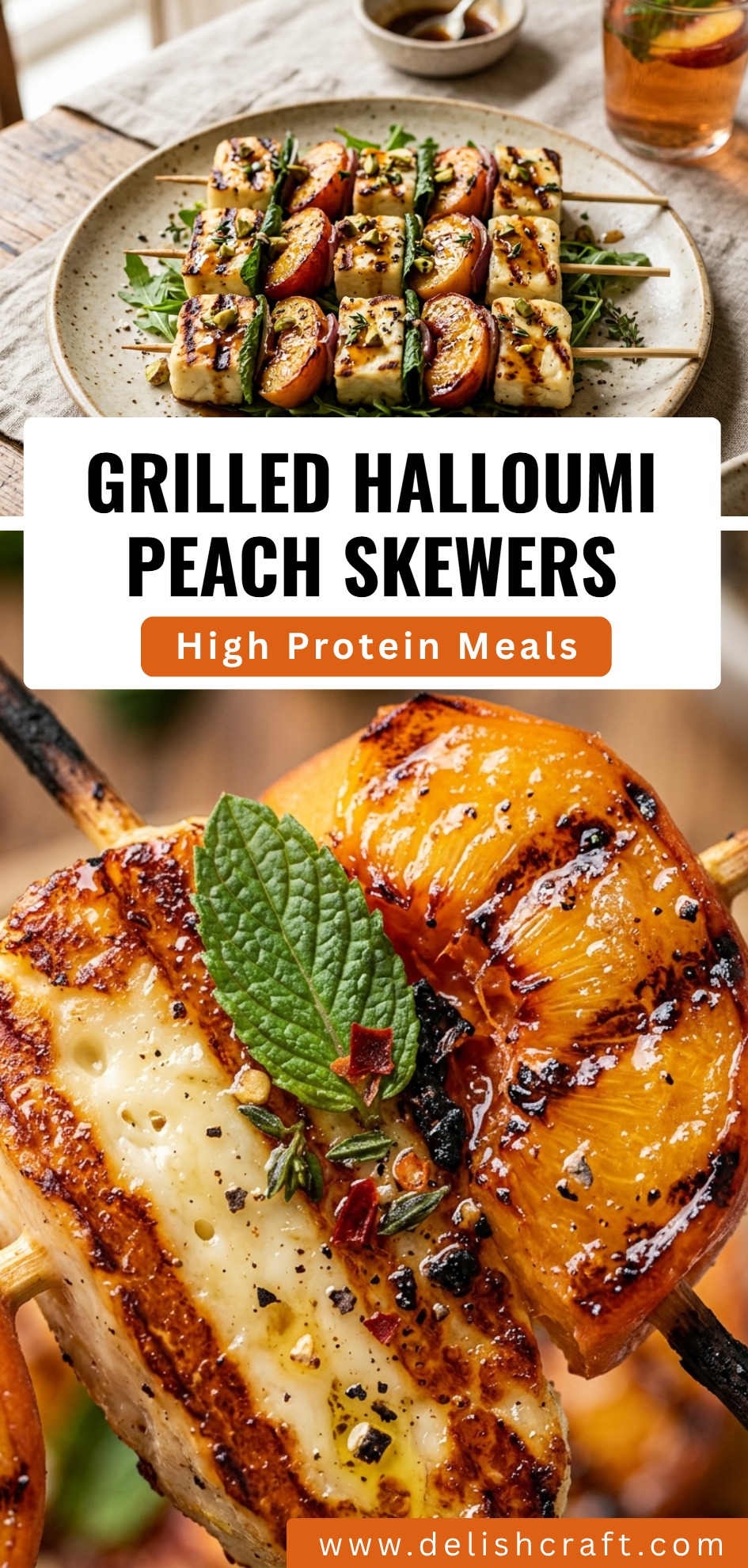 Grilled Halloumi Peach Skewers