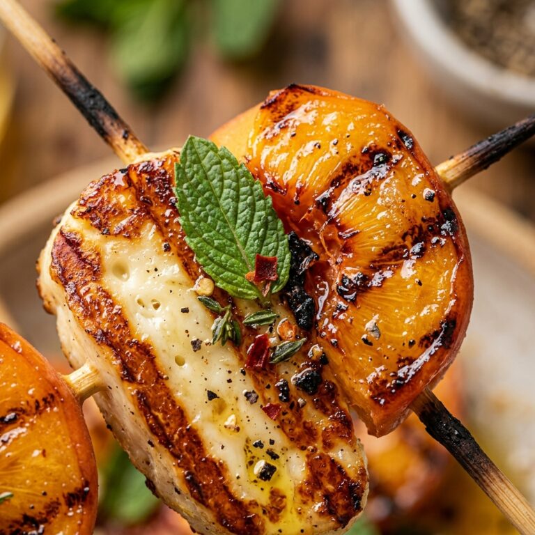 Grilled Halloumi Peach Skewers