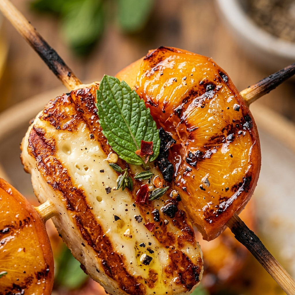 Grilled Halloumi Peach Skewers