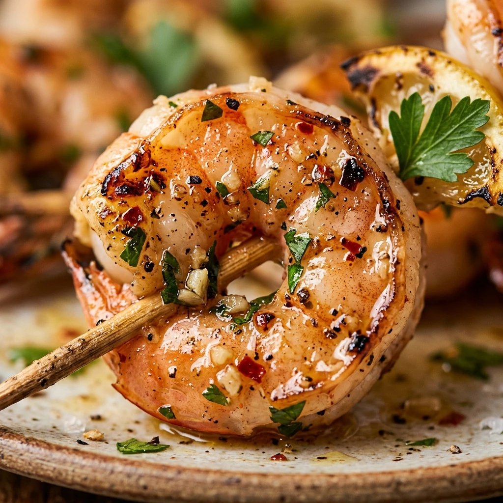 Grilled Lemon Garlic Shrimp Skewers