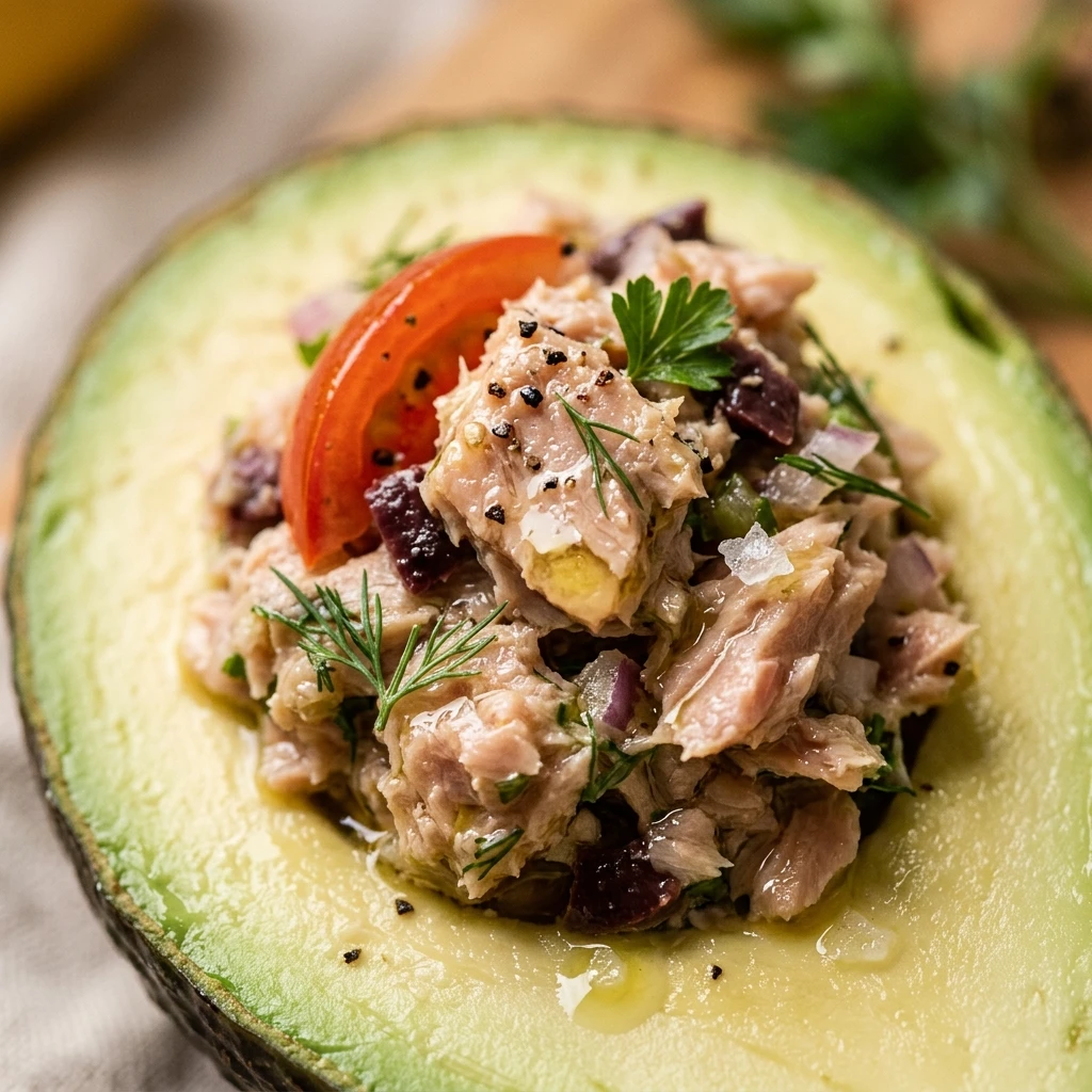 Mediterranean Tuna Stuffed Avocado