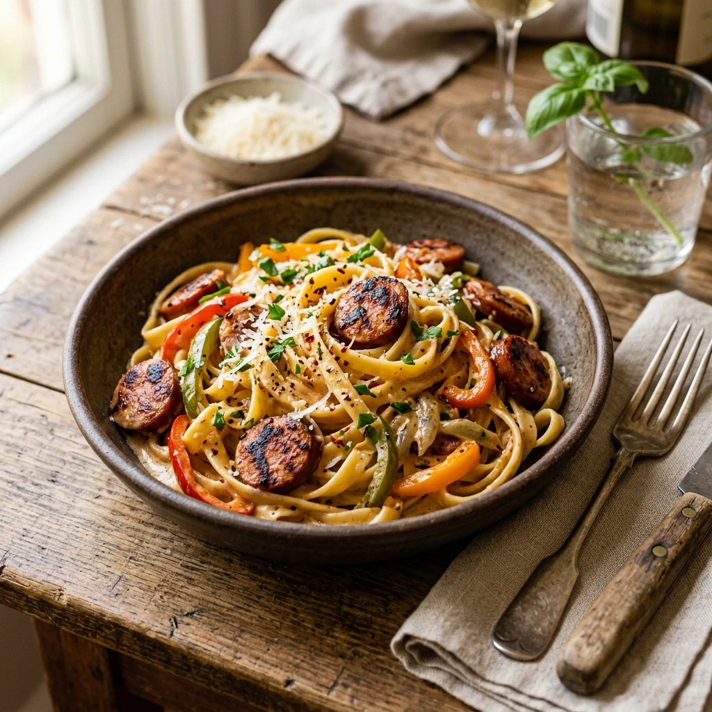 One-Pot Sausage Cajun Alfredo