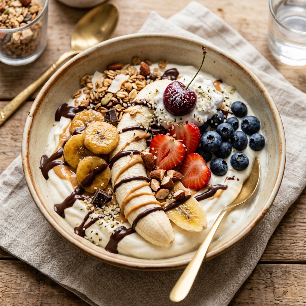 Protein Banana Split Yogurt Bowl