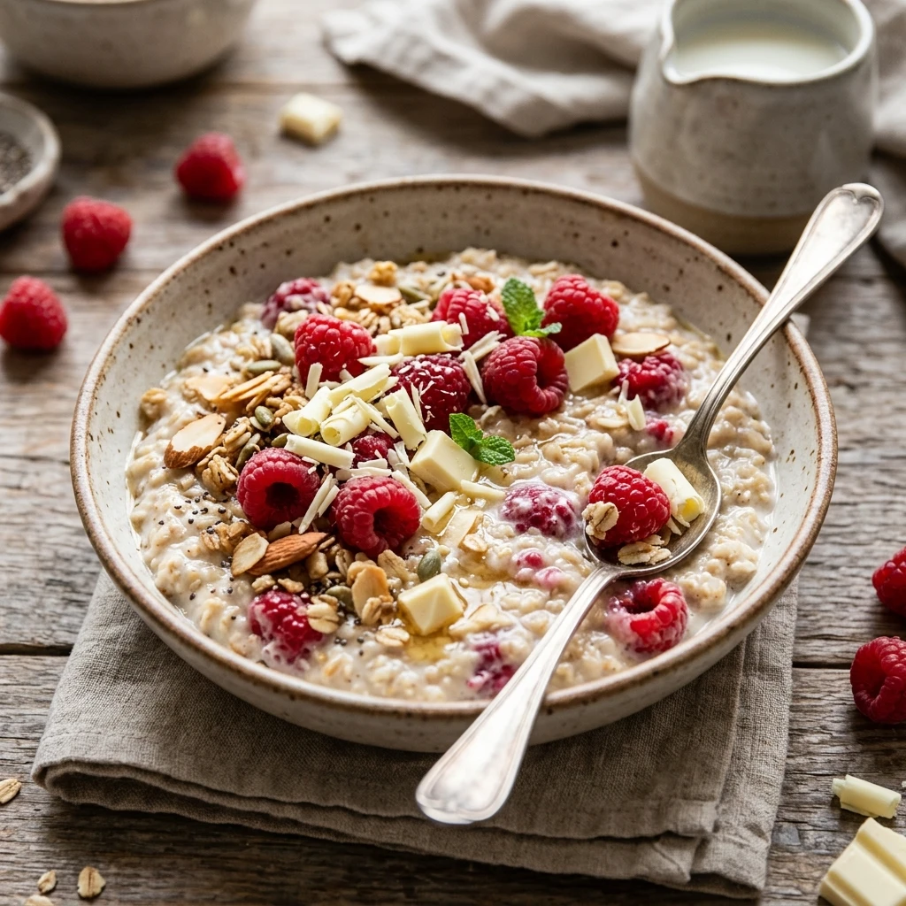 Raspberry White Chocolate Oatmeal