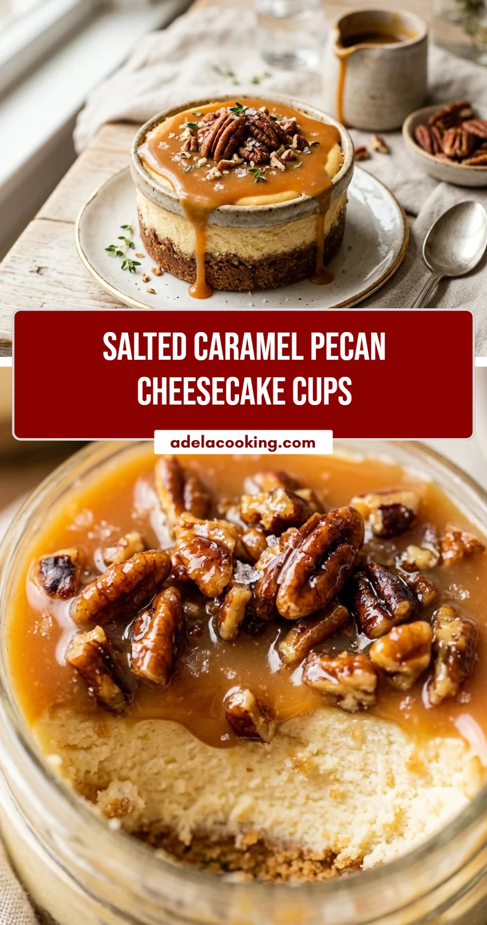 Salted Caramel Pecan Cheesecake Cups