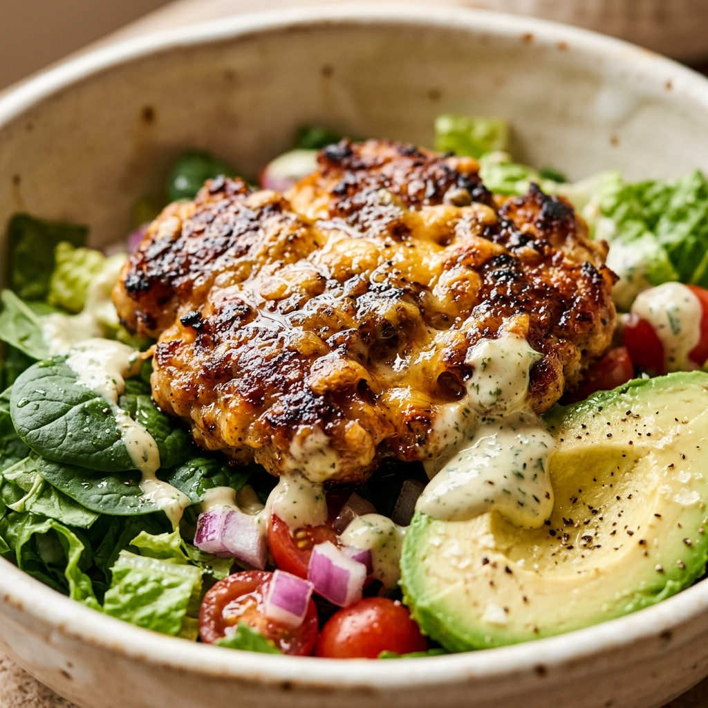 Smash Chicken Burger Bowl Low Carb