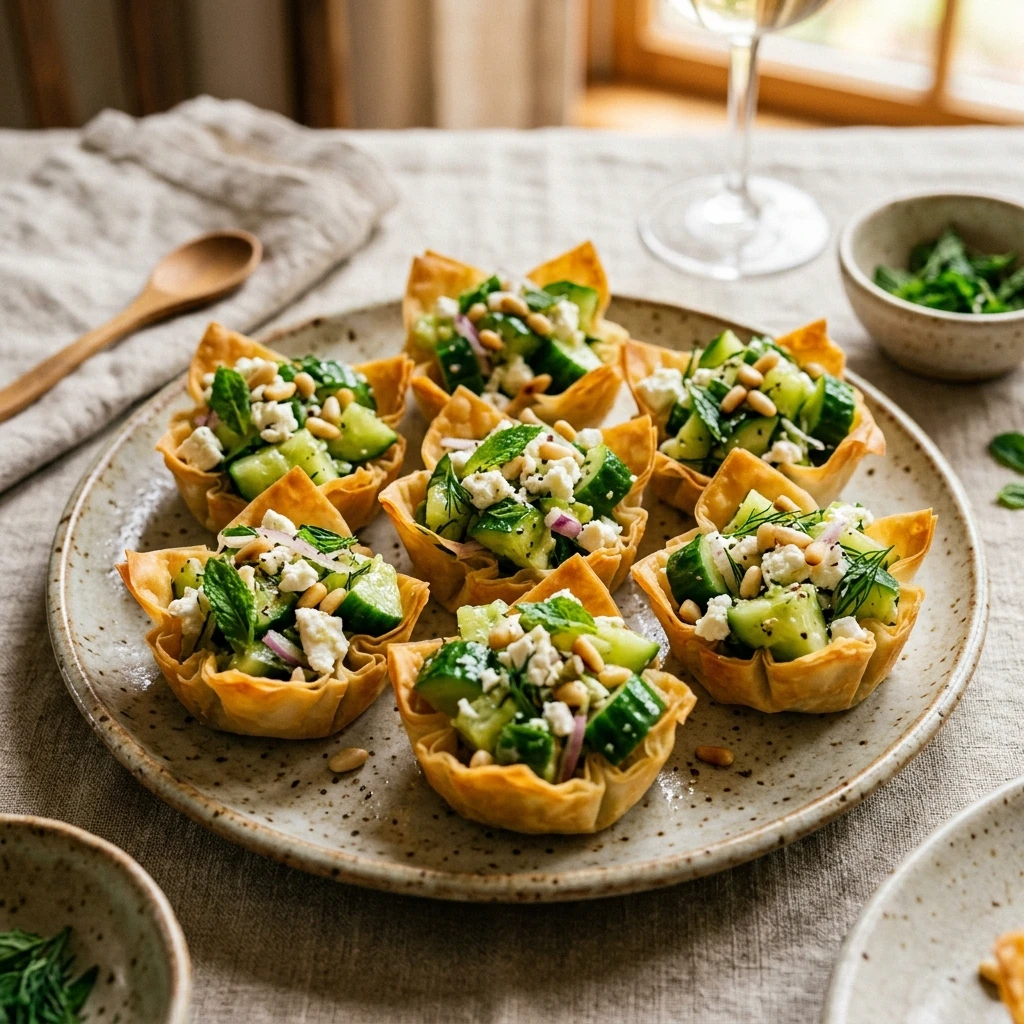 Smashed Cucumber Feta Salad Cups