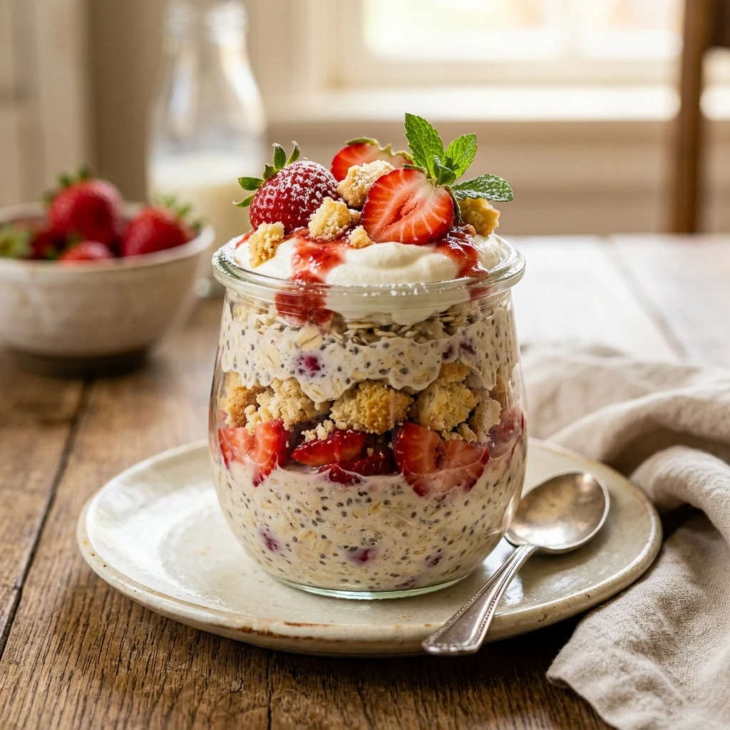 Strawberry Shortcake Overnight Oats