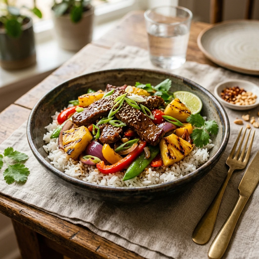 Teriyaki Pineapple Beef Stir Fry