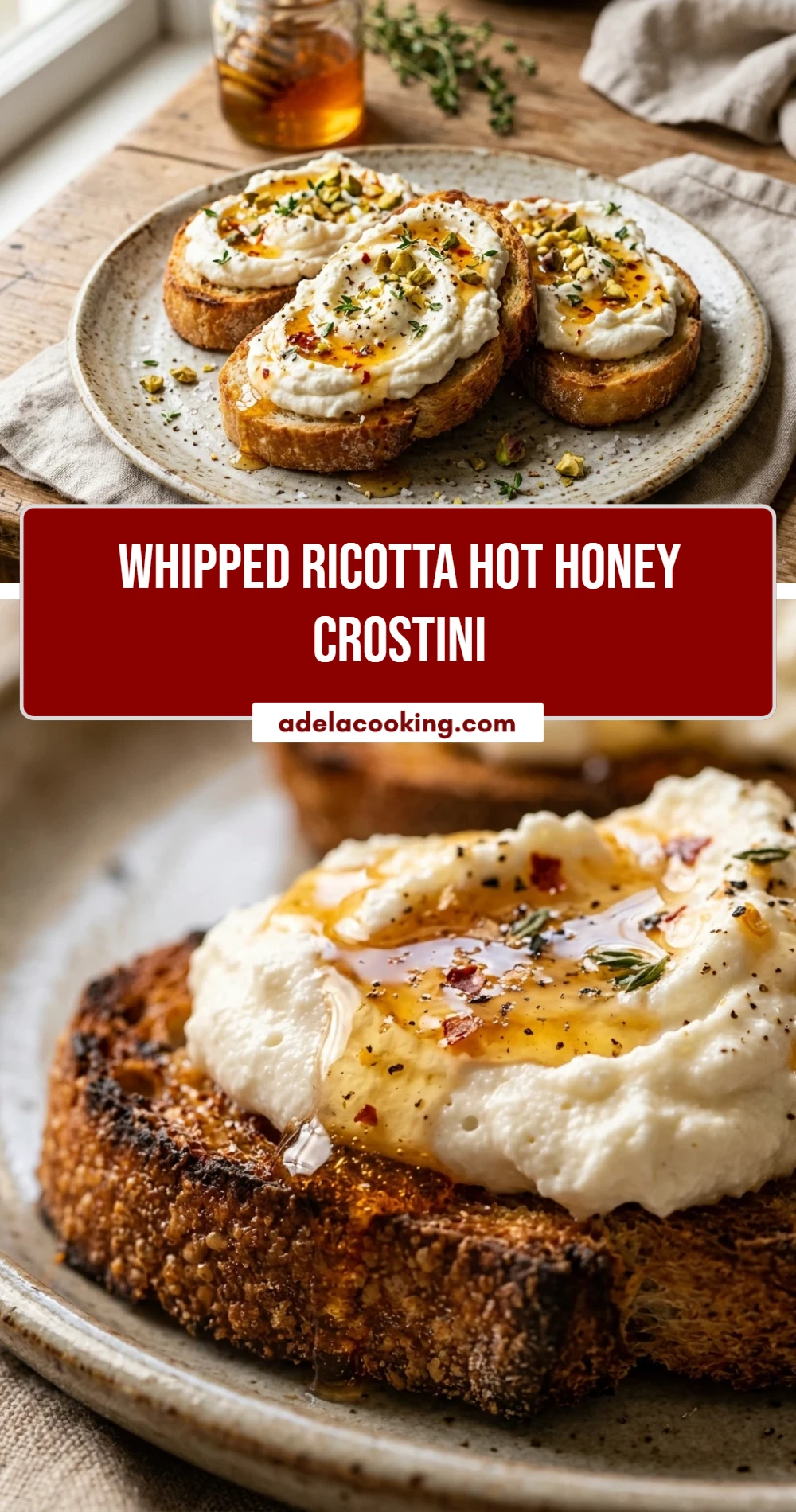 Whipped Ricotta Hot Honey Crostini
