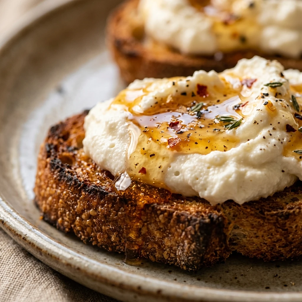 Whipped Ricotta Hot Honey Crostini