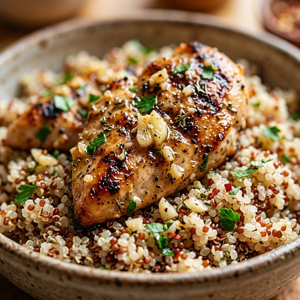 High Protein Garlic Chicken And Quinoa