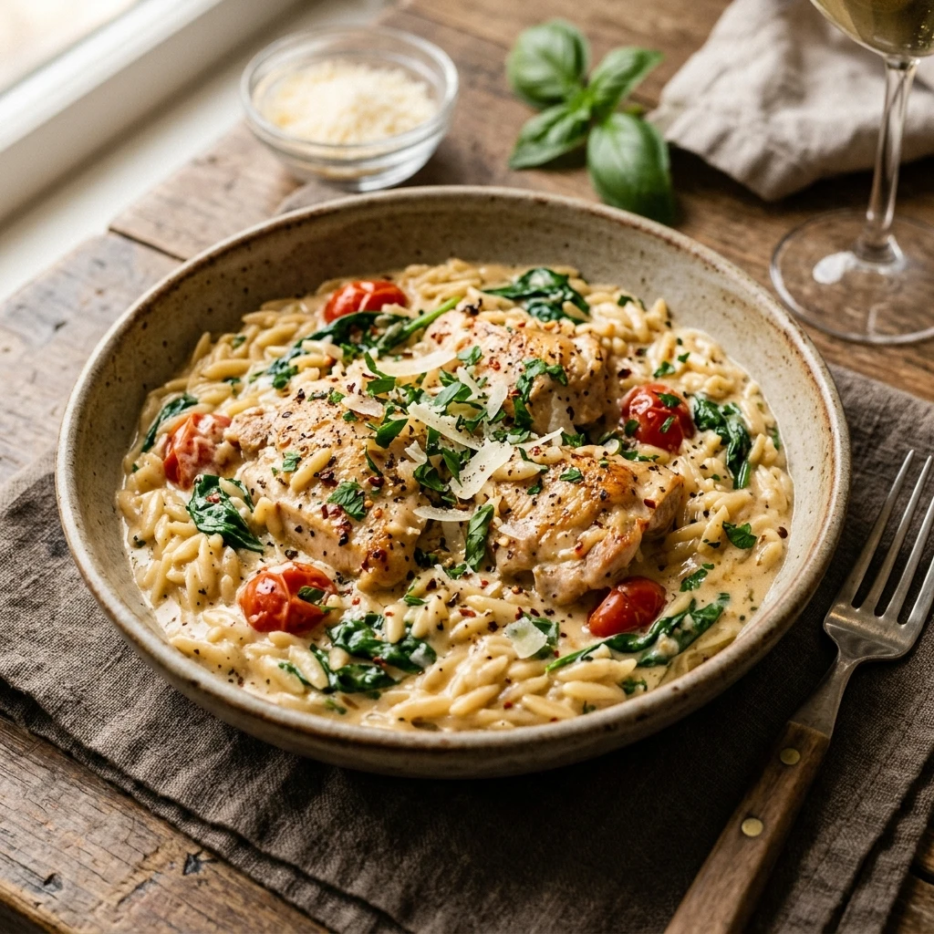 One Pot Creamy Chicken And Orzo