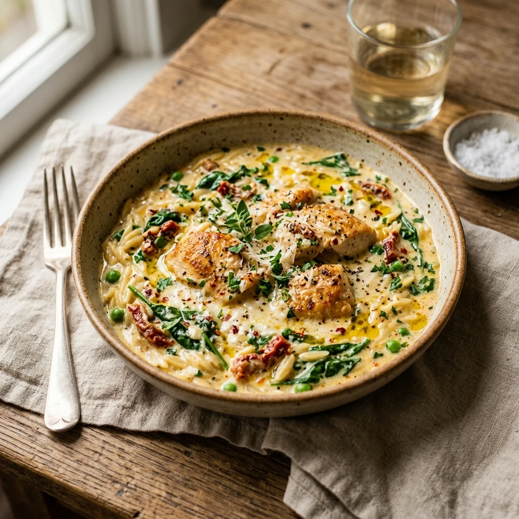 One Pot Creamy Chicken And Orzo