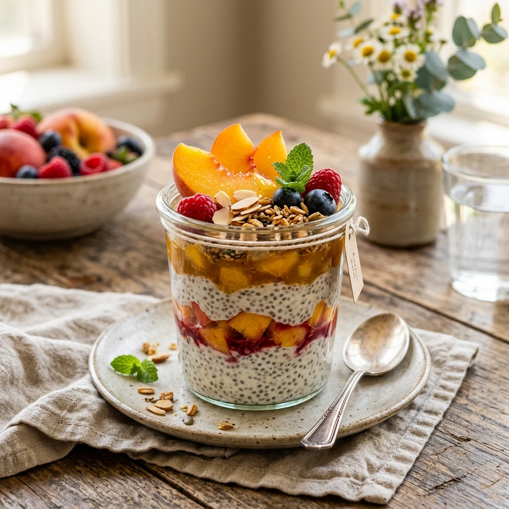 Peach Chia Pudding Parfait