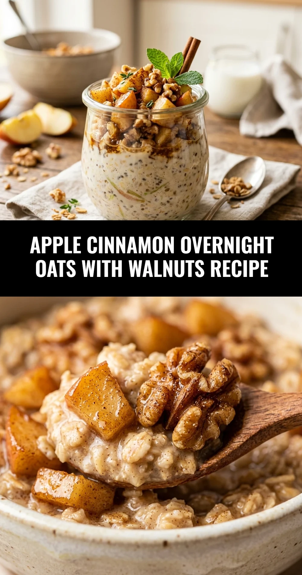 Apple Cinnamon Overnight Oats With Walnuts Recipe