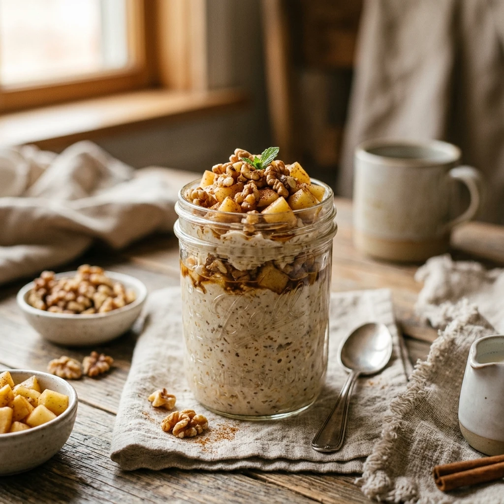 Apple Cinnamon Overnight Oats With Walnuts Recipe