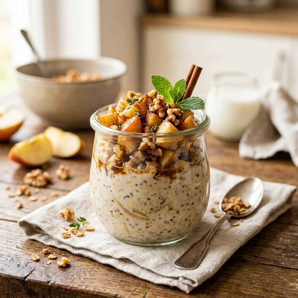 Apple Cinnamon Overnight Oats With Walnuts Recipe