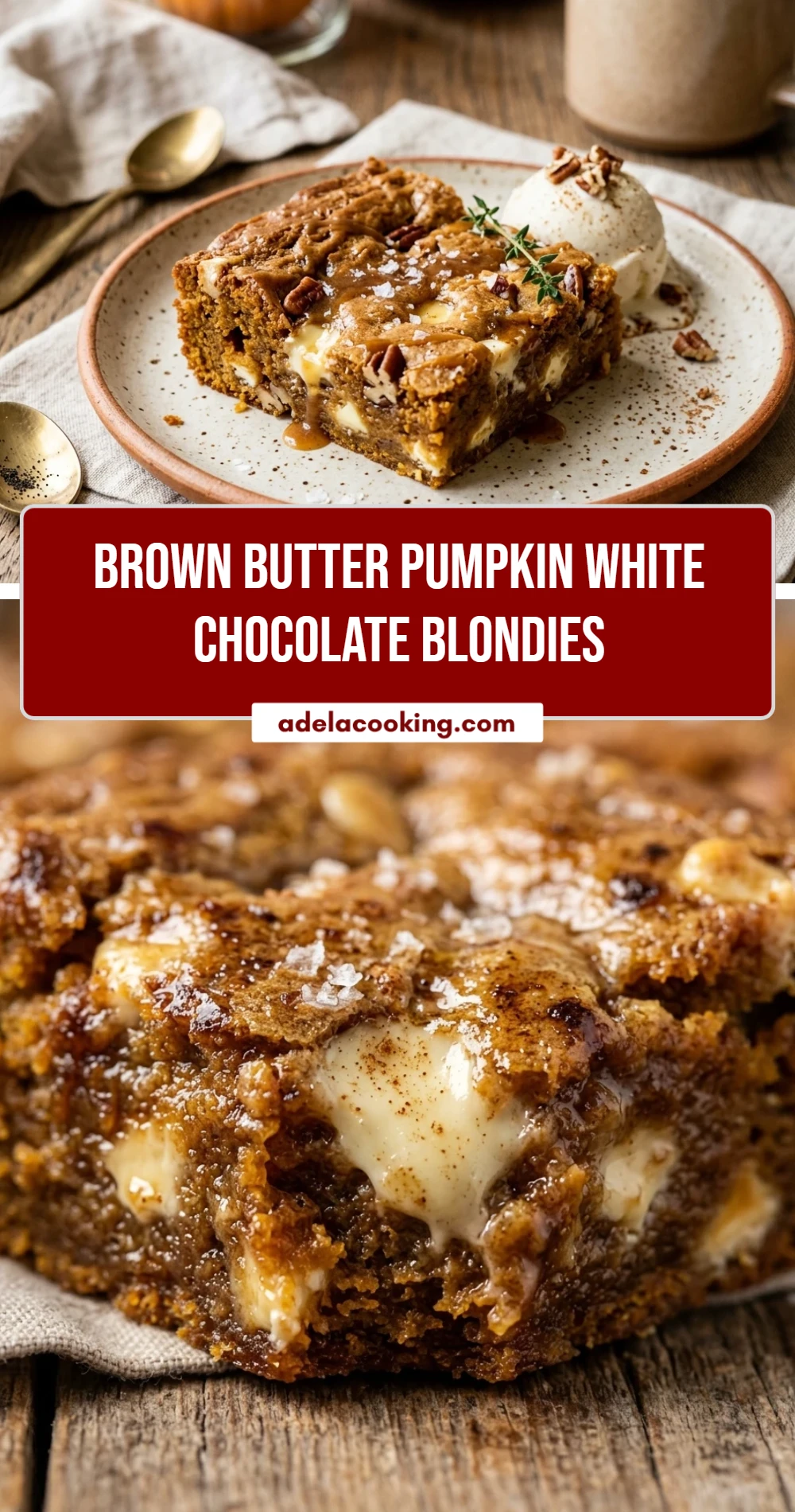 Brown Butter Pumpkin White Chocolate Blondies