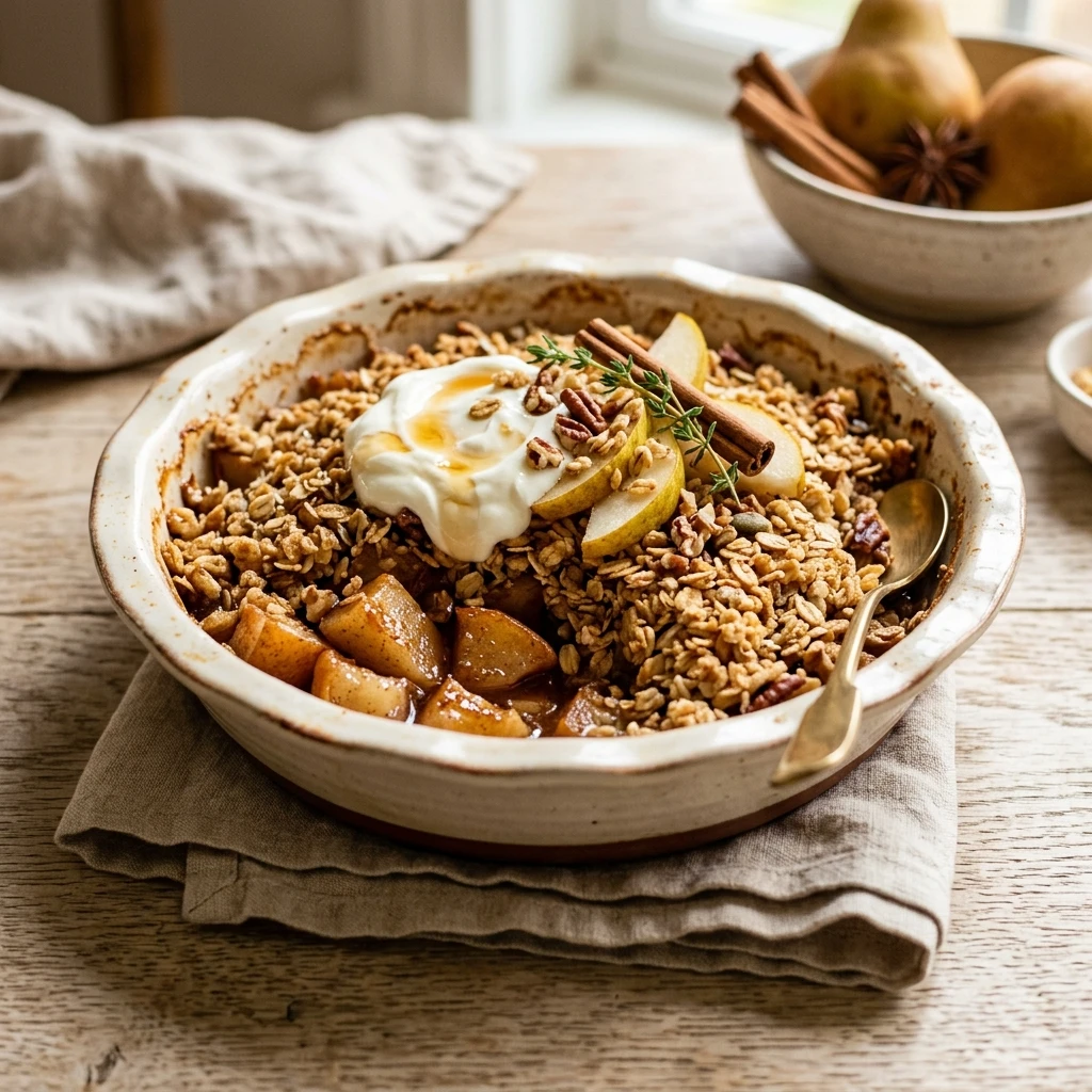 Chai Spiced Pear Breakfast Crisp Recipe