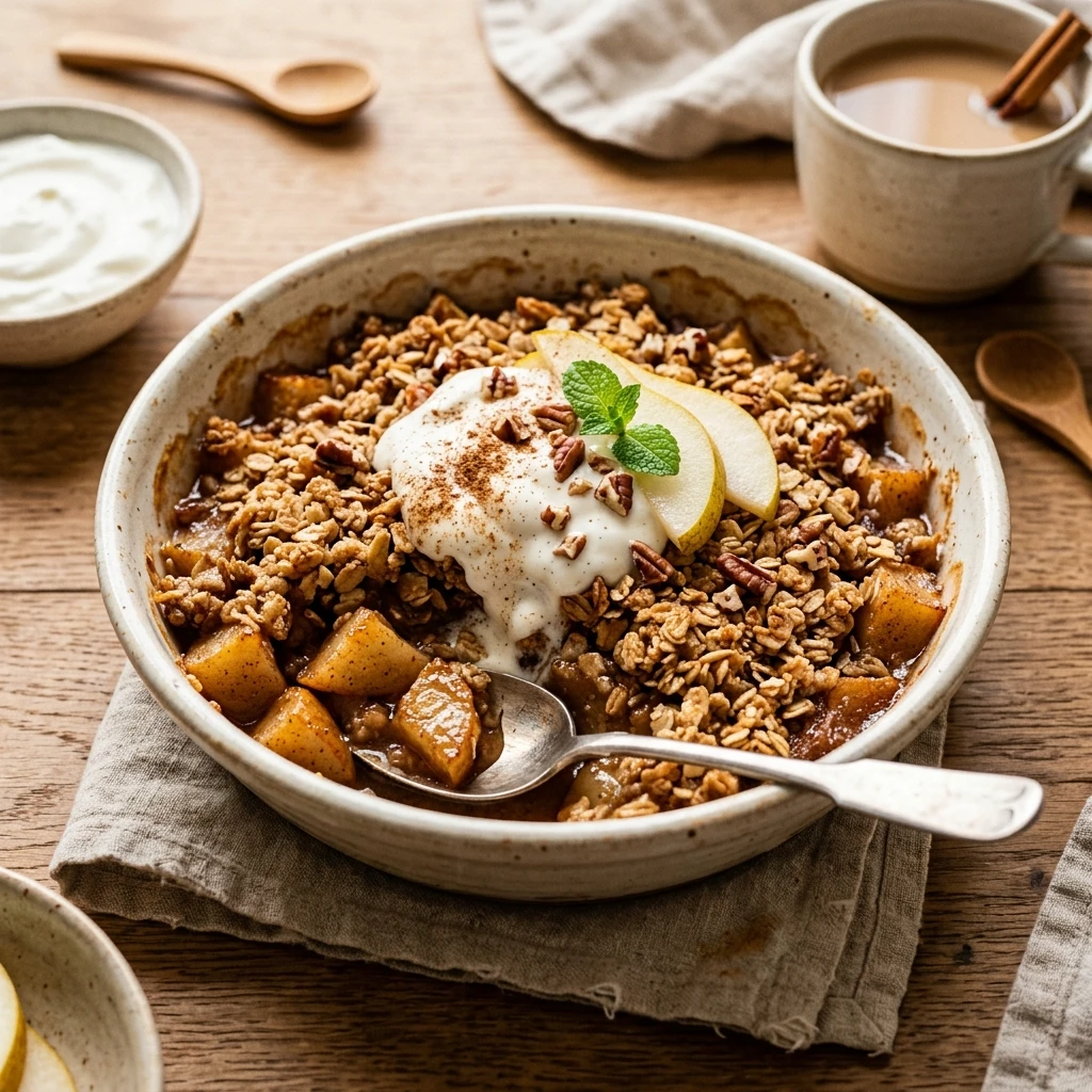 Chai Spiced Pear Breakfast Crisp Recipe