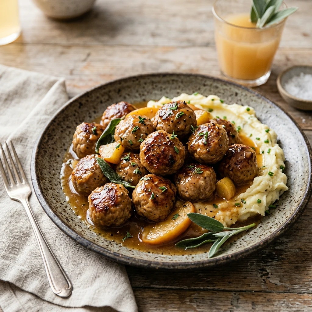 Cider Glazed Meatballs With Apples Recipe