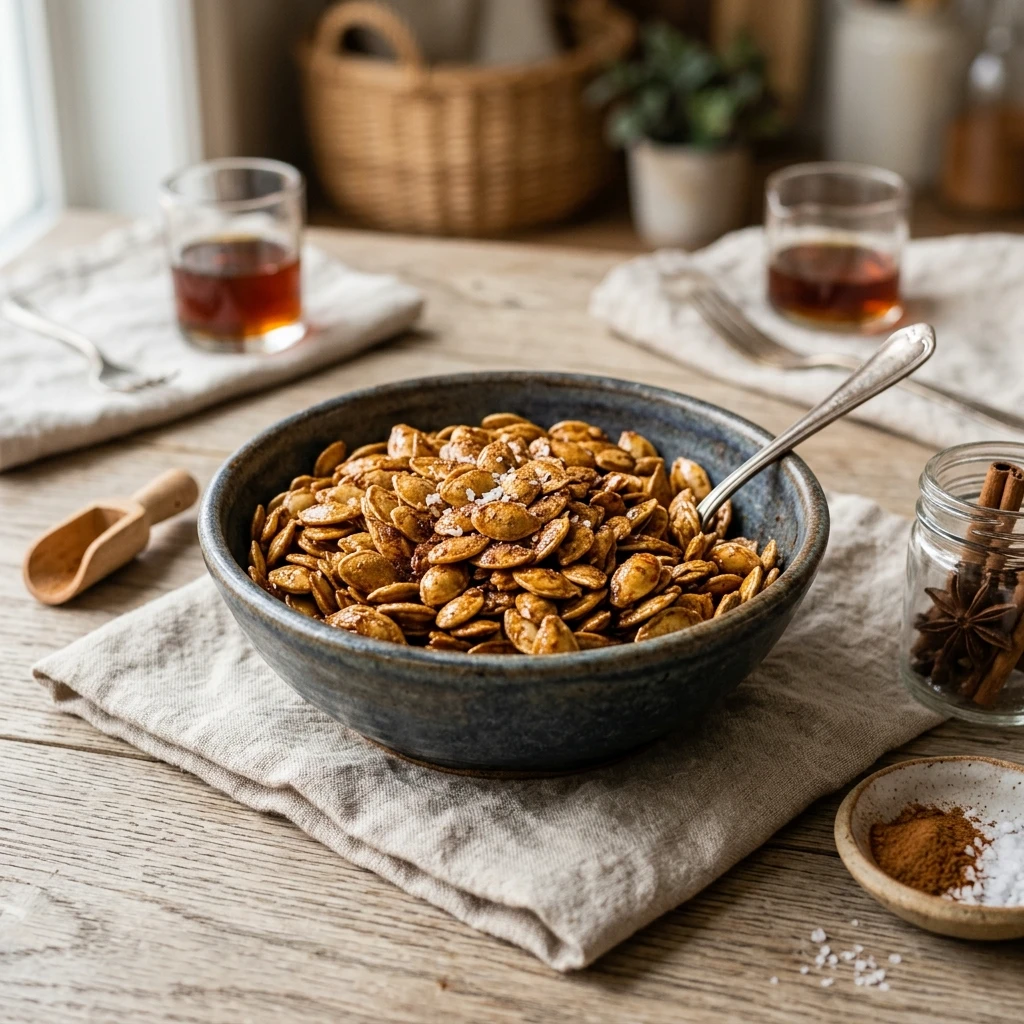 Cinnamon Maple Roasted Pumpkin Seeds Recipe