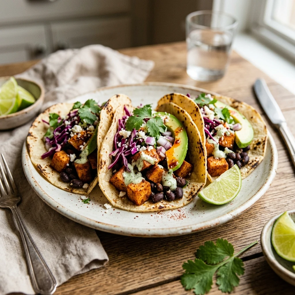 Cinnamon Roasted Sweet Potato And Black Bean Tacos Recipe