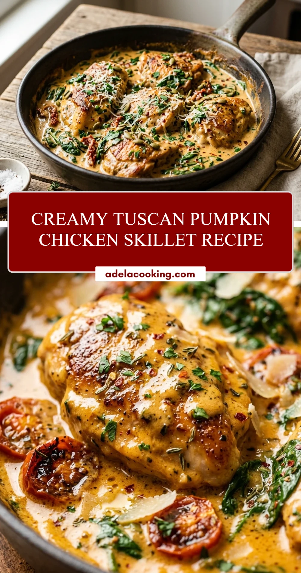 Creamy Tuscan Pumpkin Chicken Skillet Recipe