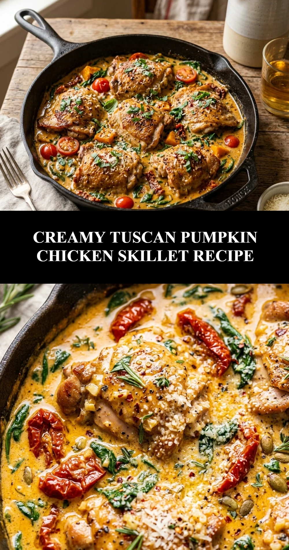 Creamy Tuscan Pumpkin Chicken Skillet Recipe