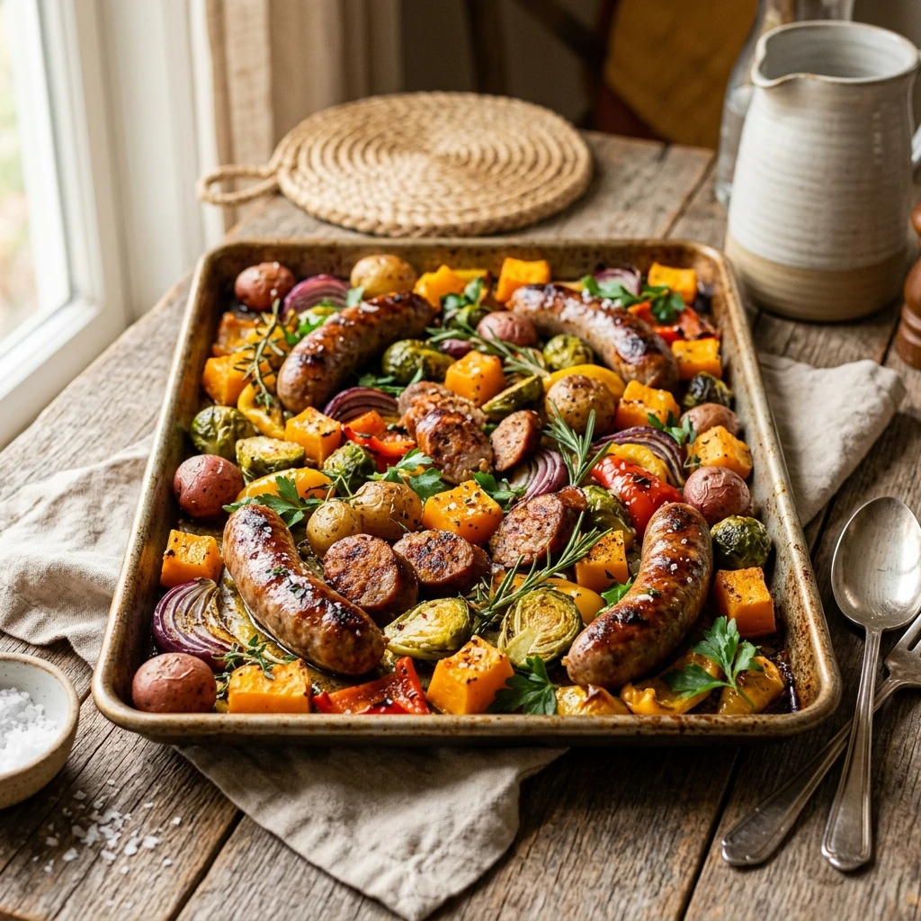 Harvest Sheet Pan Sausage And Veggies Recipe