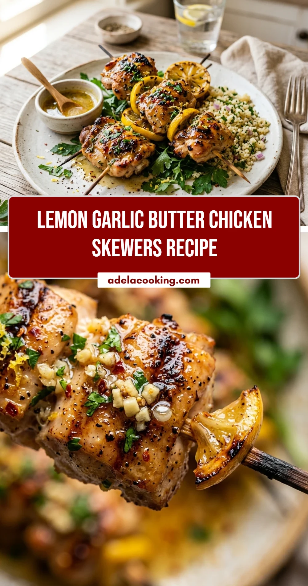Lemon Garlic Butter Chicken Skewers Recipe