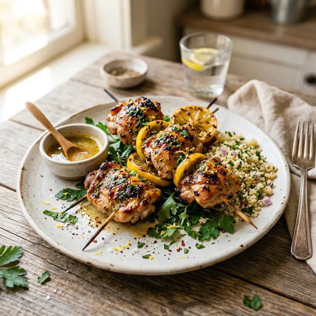 Lemon Garlic Butter Chicken Skewers Recipe
