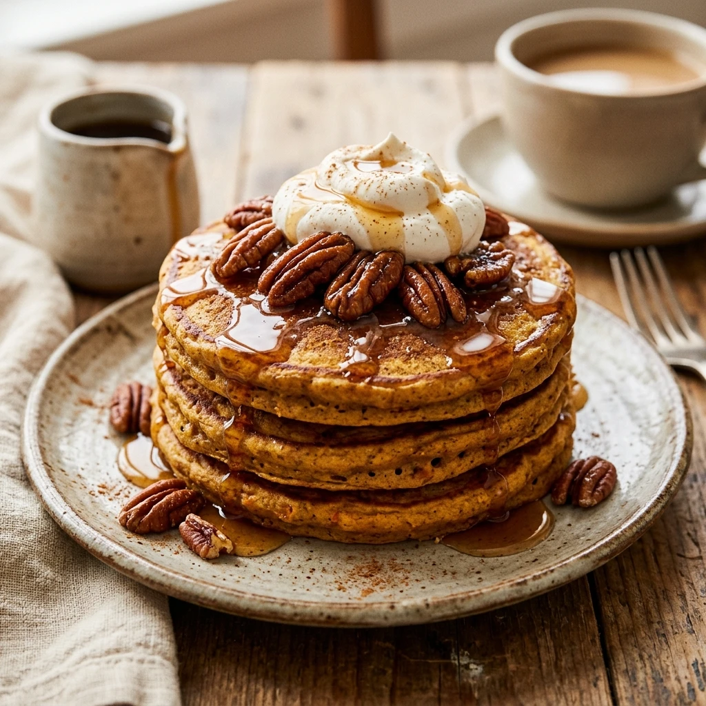 Maple Pecan Pumpkin Pancakes Recipe