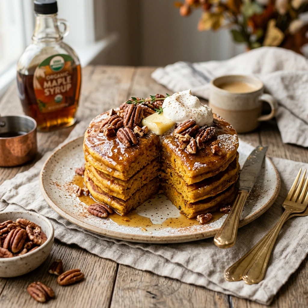 Maple Pecan Pumpkin Pancakes Recipe