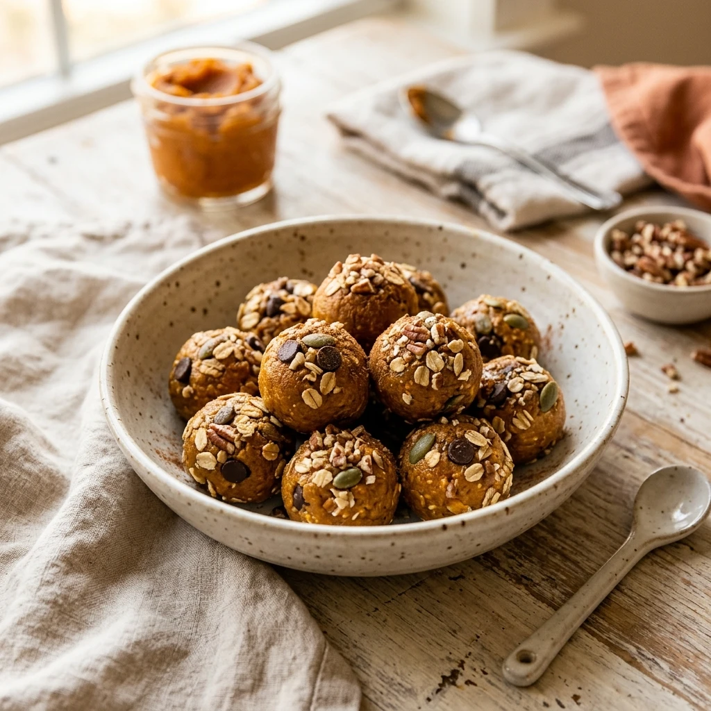 No Bake Pumpkin Peanut Butter Protein Balls Recipe