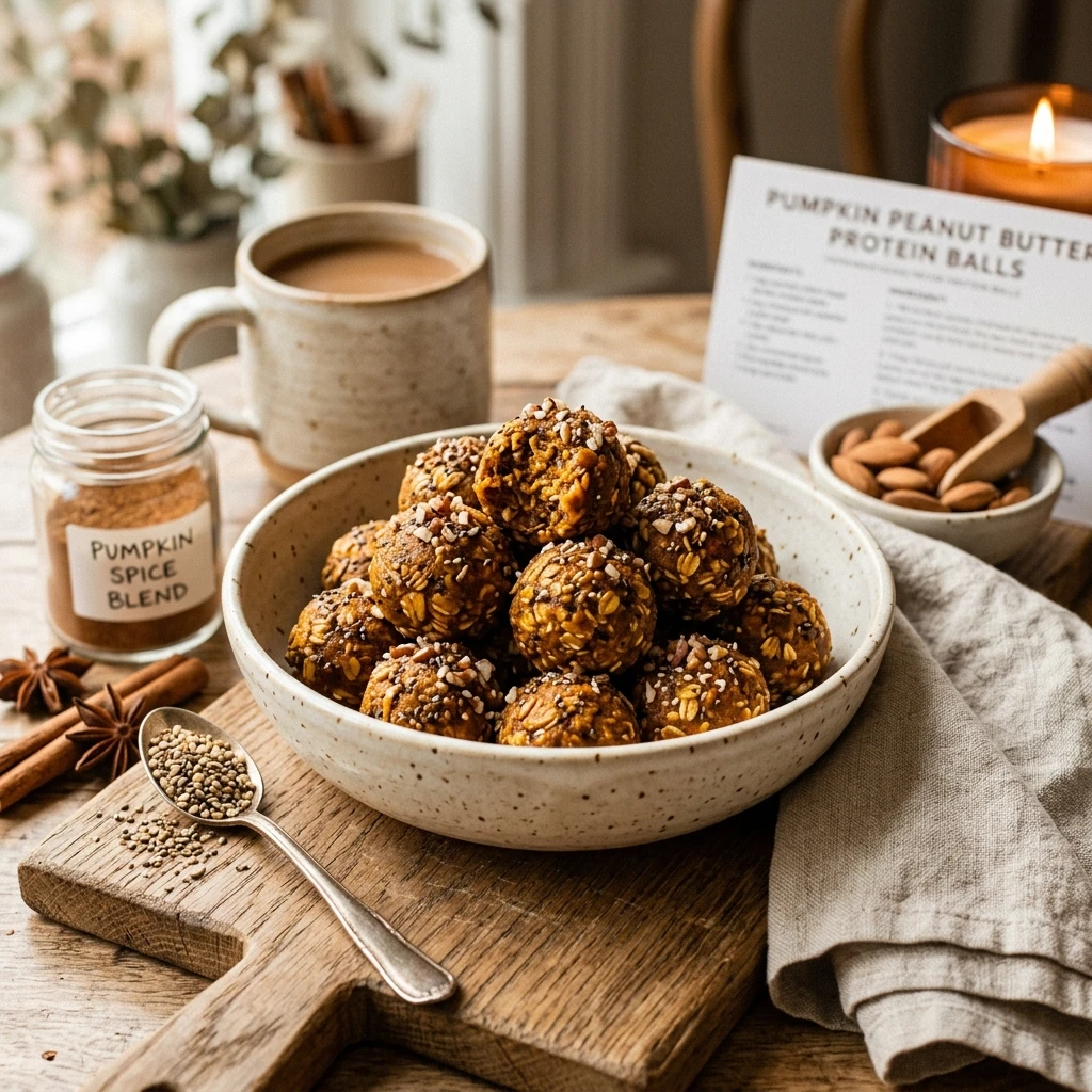 No Bake Pumpkin Peanut Butter Protein Balls Recipe