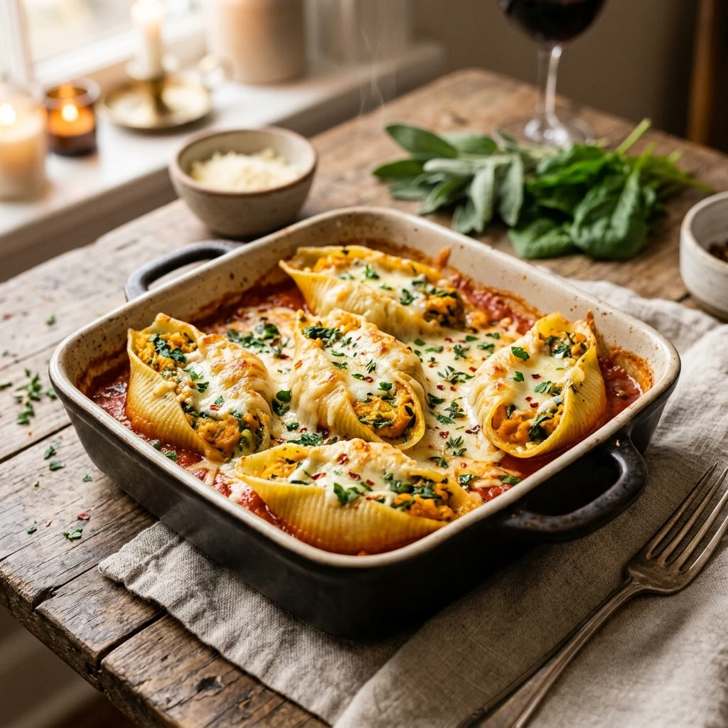 Pumpkin And Spinach Stuffed Shells Recipe