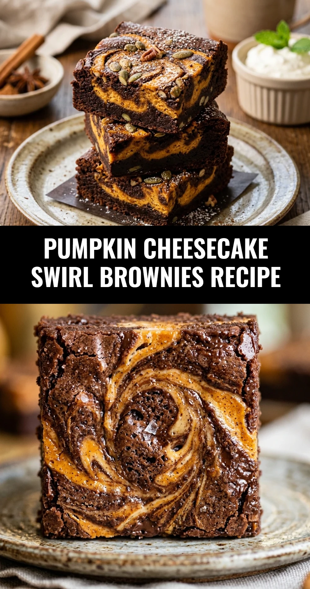 Pumpkin Cheesecake Swirl Brownies Recipe